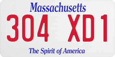 MA license plate 304XD1