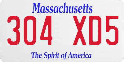 MA license plate 304XD5