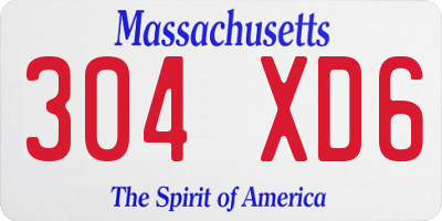 MA license plate 304XD6