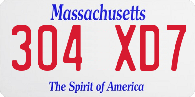 MA license plate 304XD7