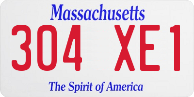 MA license plate 304XE1