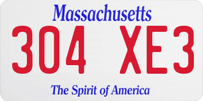 MA license plate 304XE3