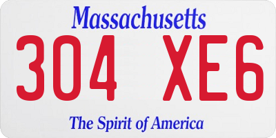 MA license plate 304XE6