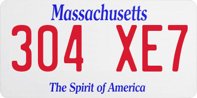 MA license plate 304XE7