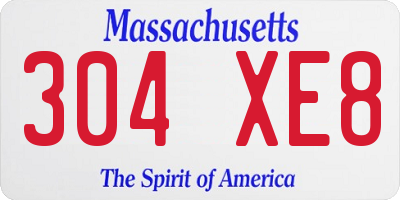MA license plate 304XE8