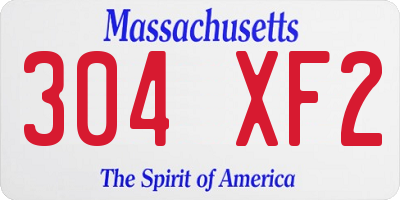 MA license plate 304XF2
