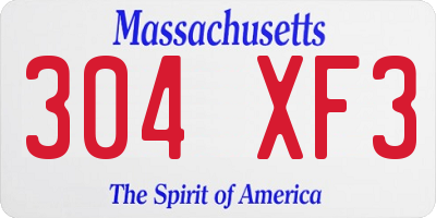 MA license plate 304XF3