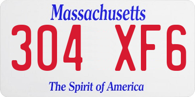 MA license plate 304XF6
