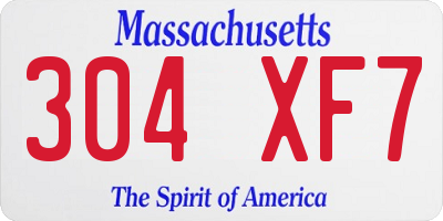 MA license plate 304XF7
