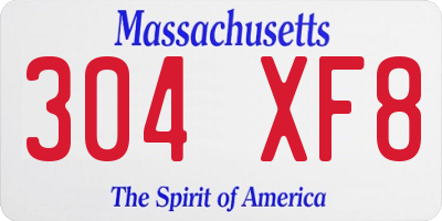 MA license plate 304XF8