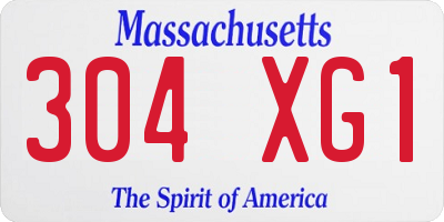 MA license plate 304XG1