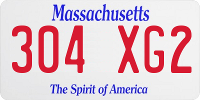 MA license plate 304XG2
