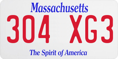 MA license plate 304XG3