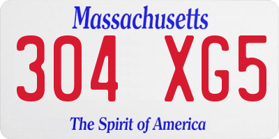 MA license plate 304XG5