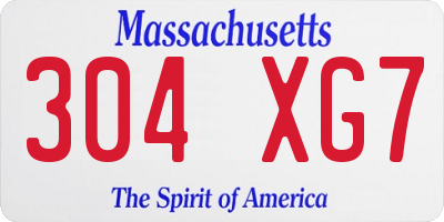 MA license plate 304XG7
