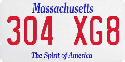 MA license plate 304XG8