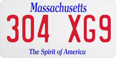 MA license plate 304XG9