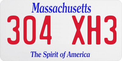 MA license plate 304XH3
