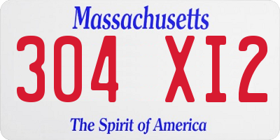 MA license plate 304XI2