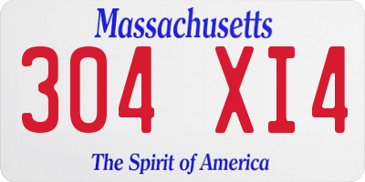 MA license plate 304XI4