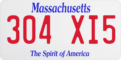 MA license plate 304XI5