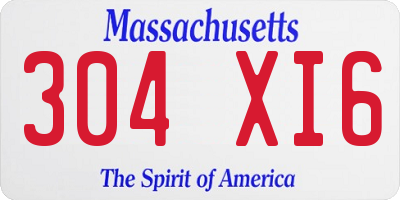 MA license plate 304XI6