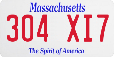 MA license plate 304XI7
