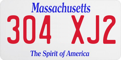 MA license plate 304XJ2