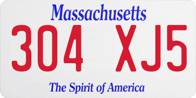 MA license plate 304XJ5