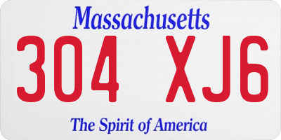 MA license plate 304XJ6