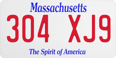 MA license plate 304XJ9