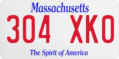 MA license plate 304XK0