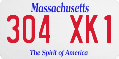 MA license plate 304XK1