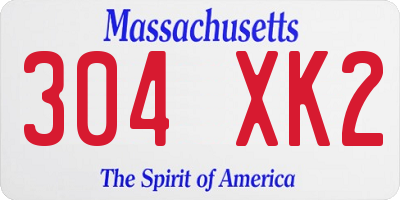 MA license plate 304XK2