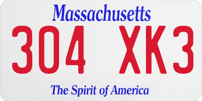 MA license plate 304XK3