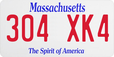 MA license plate 304XK4