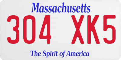 MA license plate 304XK5
