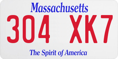 MA license plate 304XK7