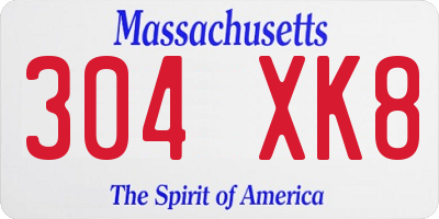 MA license plate 304XK8