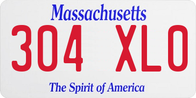 MA license plate 304XL0