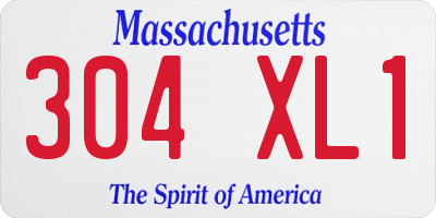 MA license plate 304XL1