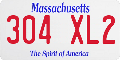 MA license plate 304XL2