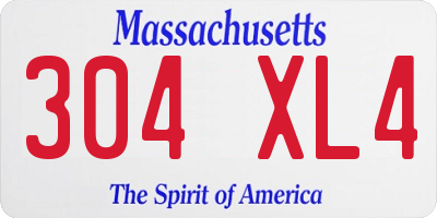 MA license plate 304XL4