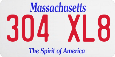 MA license plate 304XL8