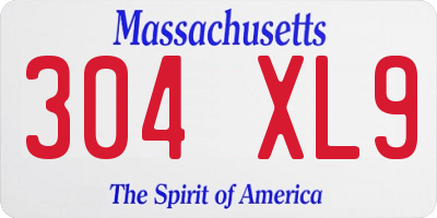 MA license plate 304XL9