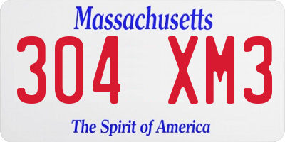 MA license plate 304XM3