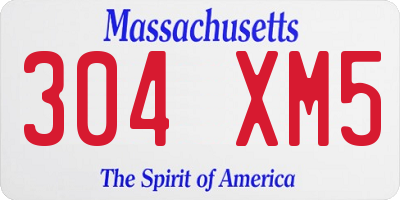 MA license plate 304XM5