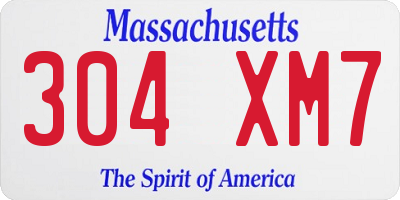 MA license plate 304XM7