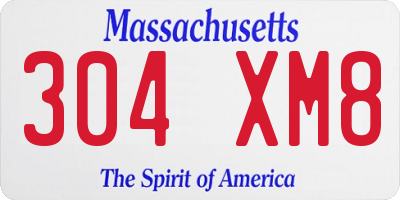 MA license plate 304XM8