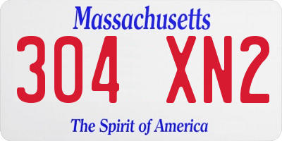 MA license plate 304XN2